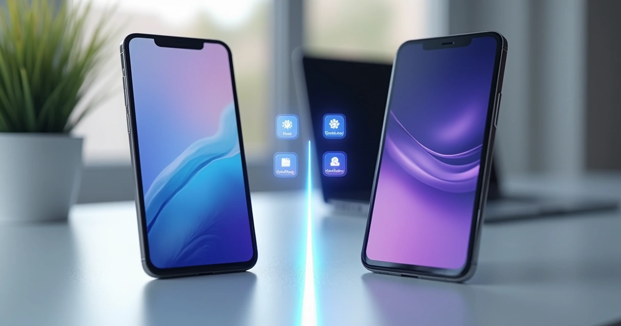 Dois smartphones lado a lado comparando um progressive web app com um app nativo